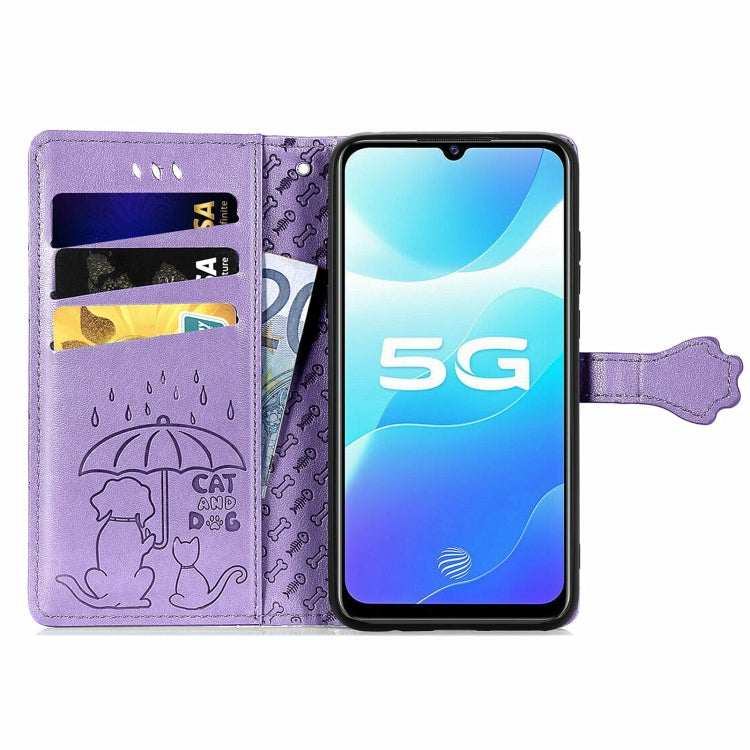 For Vivo S7e 5G Lovely Cat and Dog Embossing Pattern Horizontal Flip Leather Case , with Holder & Card Slots & Wallet & Cartoon Clasp & Lanyard