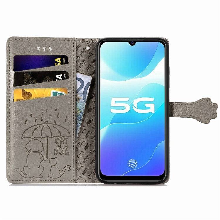 For Vivo S7e 5G Lovely Cat and Dog Embossing Pattern Horizontal Flip Leather Case , with Holder & Card Slots & Wallet & Cartoon Clasp & Lanyard