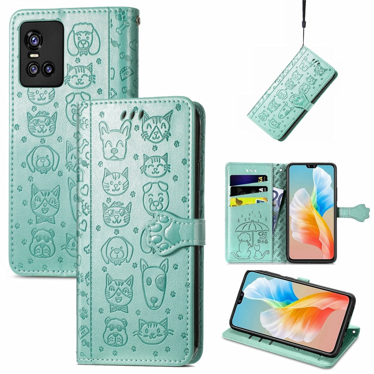 For Vivo S10 Pro Lovely Cat and Dog Embossing Pattern Horizontal Flip Leather Case , with Holder & Card Slots & Wallet & Cartoon Clasp & Lanyard
