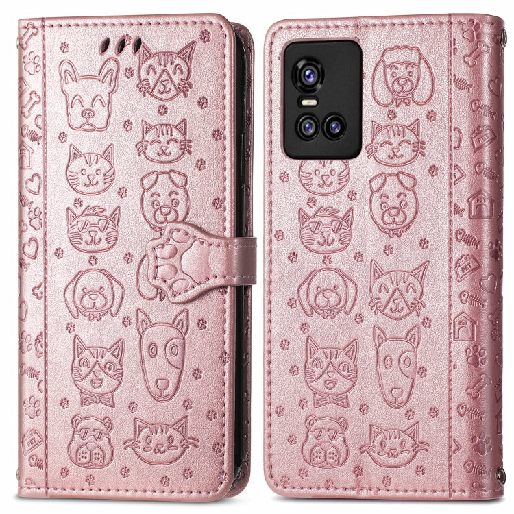 For Vivo S10 Pro Lovely Cat and Dog Embossing Pattern Horizontal Flip Leather Case , with Holder & Card Slots & Wallet & Cartoon Clasp & Lanyard