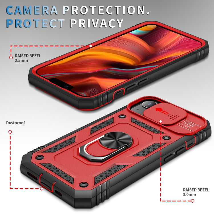 For iPhone 13 Sliding Camera Cover Design TPU + PC Protective Case with 360 Degree Rotating Holder & Card Slot