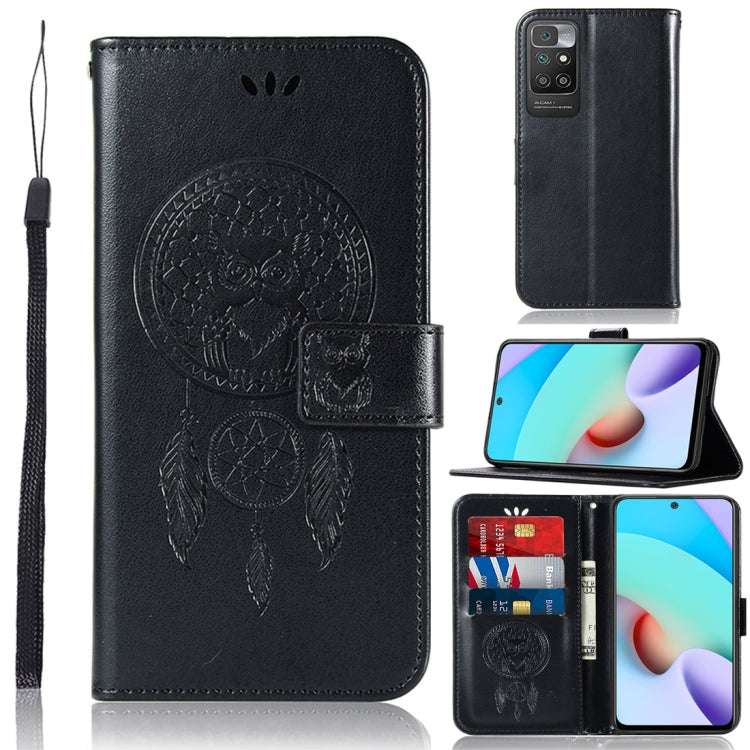 For Xiaomi Redmi 10 Wind Chime Owl Embossing Pattern Horizontal Flip Leather Case with Holder & Card Slots & Wallet