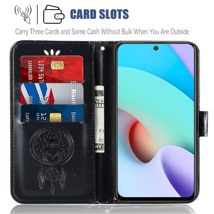 For Xiaomi Redmi 10 Wind Chime Owl Embossing Pattern Horizontal Flip Leather Case with Holder & Card Slots & Wallet