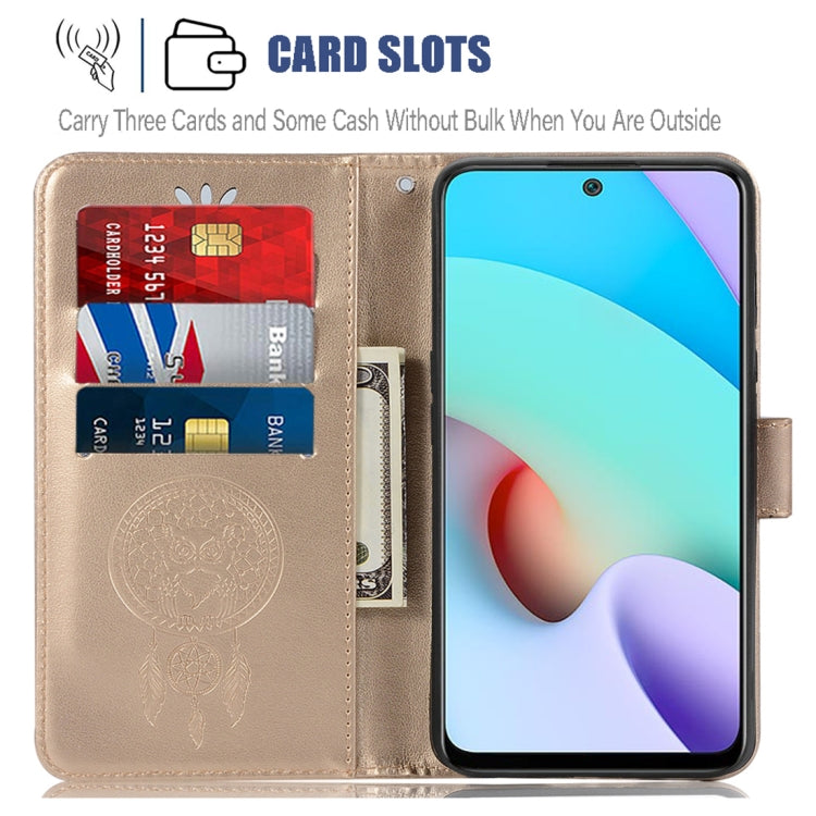 For Xiaomi Redmi 10 Wind Chime Owl Embossing Pattern Horizontal Flip Leather Case with Holder & Card Slots & Wallet