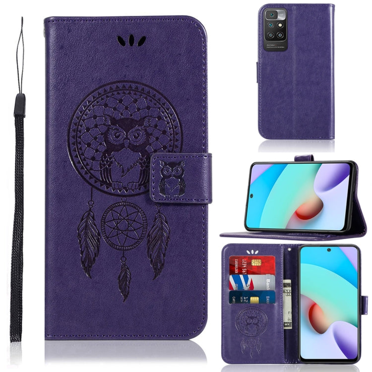 For Xiaomi Redmi 10 Wind Chime Owl Embossing Pattern Horizontal Flip Leather Case with Holder & Card Slots & Wallet