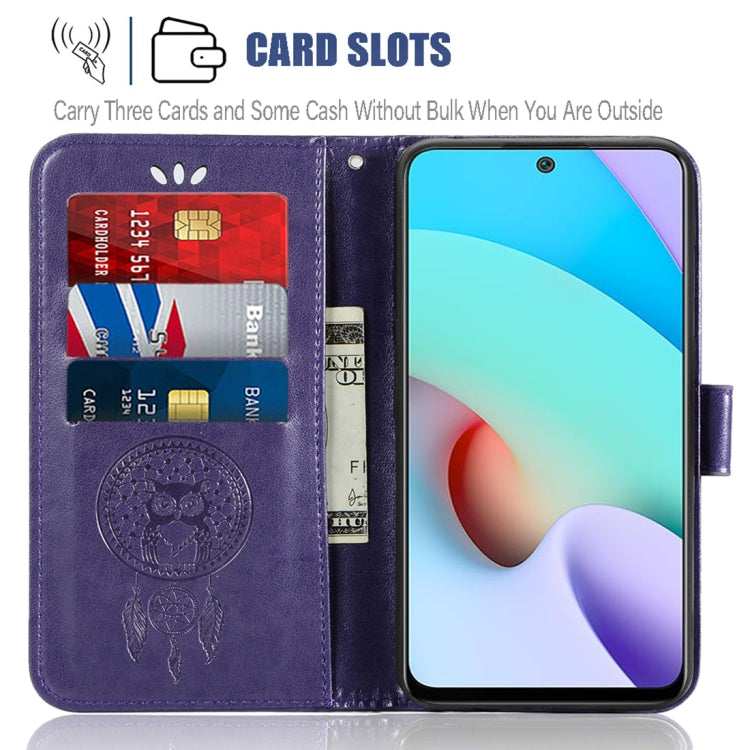 For Xiaomi Redmi 10 Wind Chime Owl Embossing Pattern Horizontal Flip Leather Case with Holder & Card Slots & Wallet