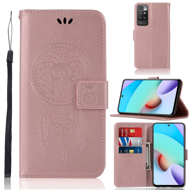 For Xiaomi Redmi 10 Wind Chime Owl Embossing Pattern Horizontal Flip Leather Case with Holder & Card Slots & Wallet