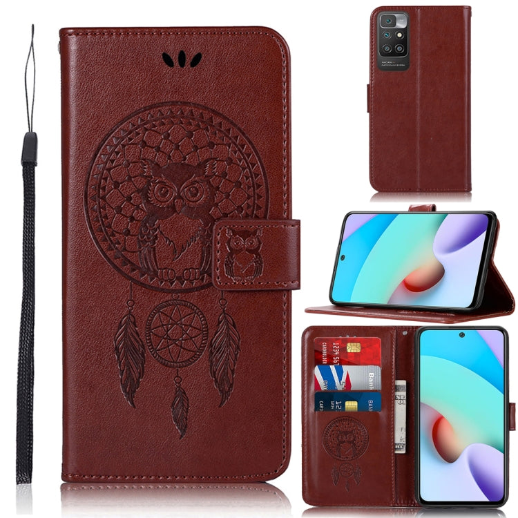 For Xiaomi Redmi 10 Wind Chime Owl Embossing Pattern Horizontal Flip Leather Case with Holder & Card Slots & Wallet