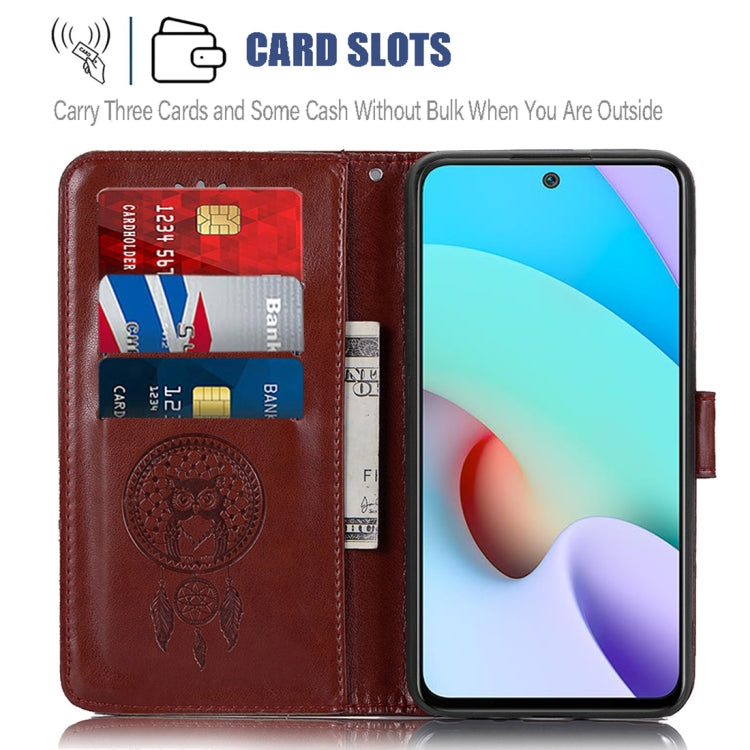 For Xiaomi Redmi 10 Wind Chime Owl Embossing Pattern Horizontal Flip Leather Case with Holder & Card Slots & Wallet