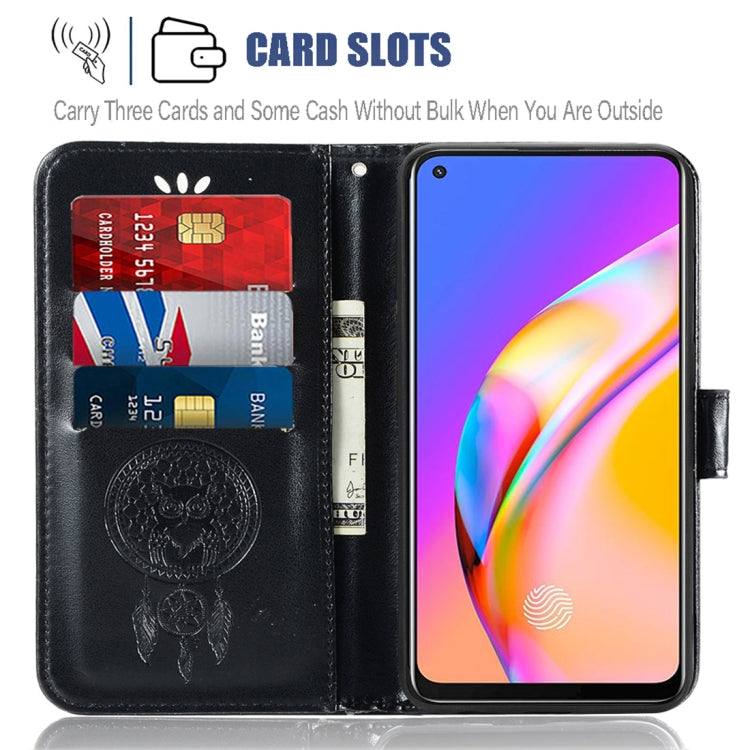 For OPPO A94 / A95 5G Wind Chime Owl Embossing Pattern Horizontal Flip Leather Case with Holder & Card Slots & Wallet