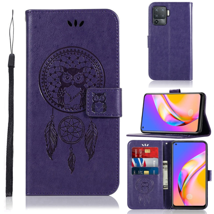For OPPO A94 / A95 5G Wind Chime Owl Embossing Pattern Horizontal Flip Leather Case with Holder & Card Slots & Wallet