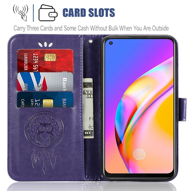 For OPPO A94 / A95 5G Wind Chime Owl Embossing Pattern Horizontal Flip Leather Case with Holder & Card Slots & Wallet