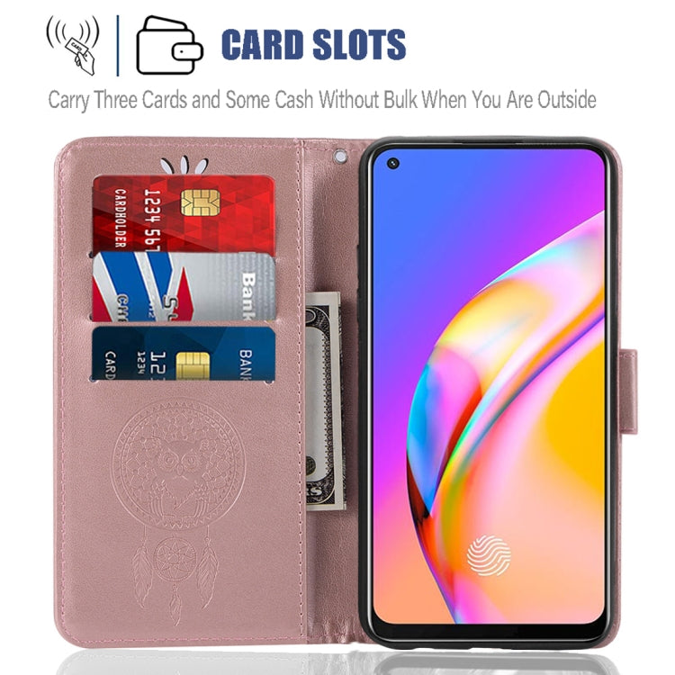 For OPPO A94 / A95 5G Wind Chime Owl Embossing Pattern Horizontal Flip Leather Case with Holder & Card Slots & Wallet