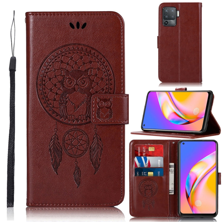 For OPPO A94 / A95 5G Wind Chime Owl Embossing Pattern Horizontal Flip Leather Case with Holder & Card Slots & Wallet