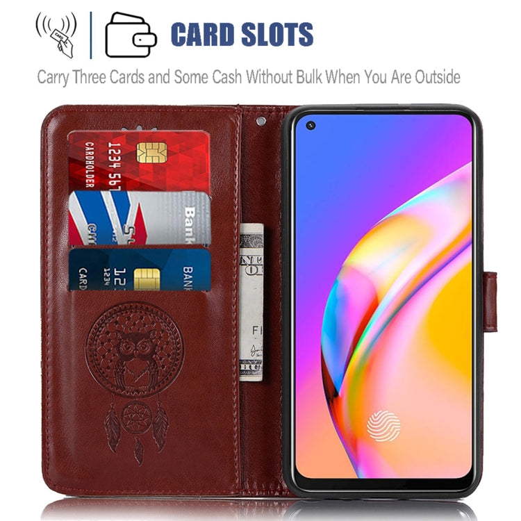 For OPPO A94 / A95 5G Wind Chime Owl Embossing Pattern Horizontal Flip Leather Case with Holder & Card Slots & Wallet