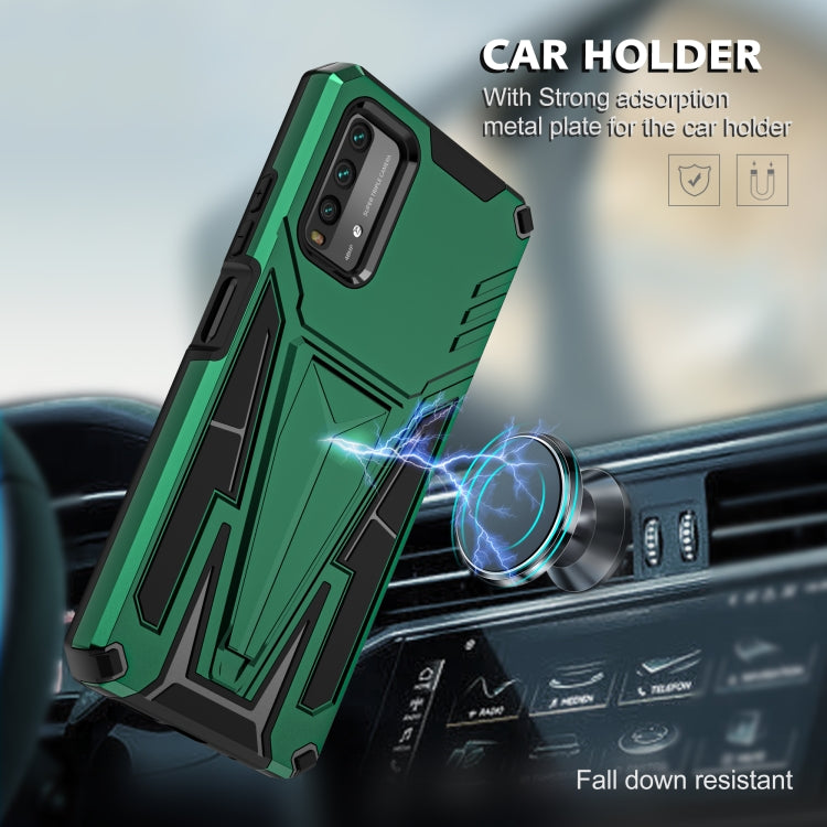 For Xiaomi Redmi Note 9 4G Super V Armor PC + TPU Shockproof Case with Invisible Holder