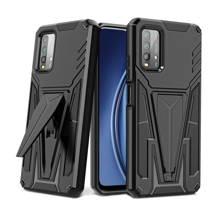 For Xiaomi Redmi Note 9 4G Super V Armor PC + TPU Shockproof Case with Invisible Holder