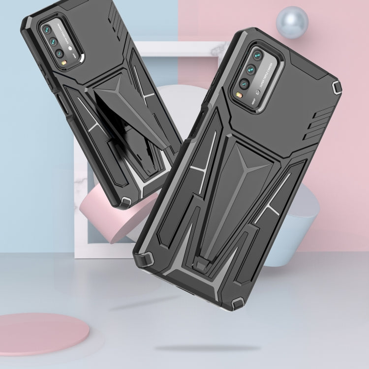 For Xiaomi Redmi Note 9 4G Super V Armor PC + TPU Shockproof Case with Invisible Holder