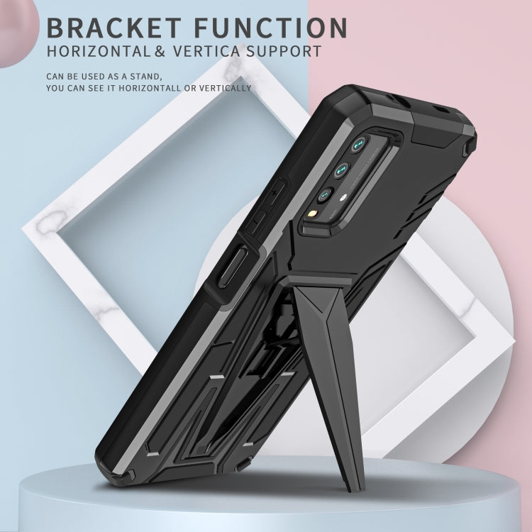 For Xiaomi Redmi Note 9 4G Super V Armor PC + TPU Shockproof Case with Invisible Holder