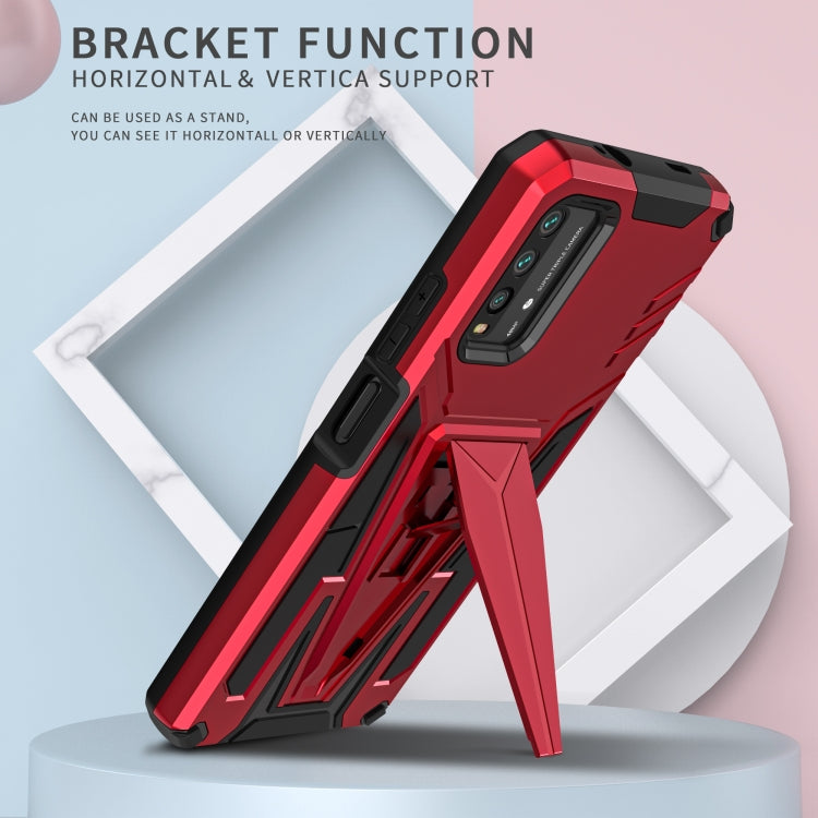For Xiaomi Redmi Note 9 4G Super V Armor PC + TPU Shockproof Case with Invisible Holder