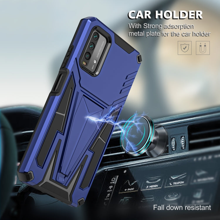 For Xiaomi Redmi Note 9 4G Super V Armor PC + TPU Shockproof Case with Invisible Holder