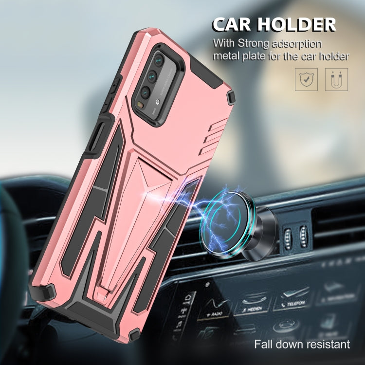 For Xiaomi Redmi Note 9 4G Super V Armor PC + TPU Shockproof Case with Invisible Holder