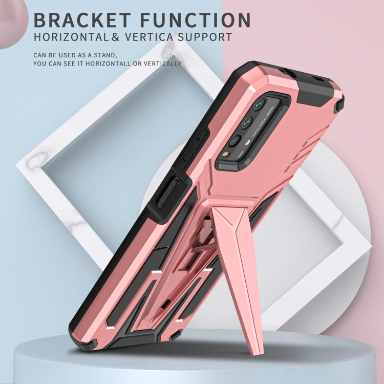 For Xiaomi Redmi Note 9 4G Super V Armor PC + TPU Shockproof Case with Invisible Holder