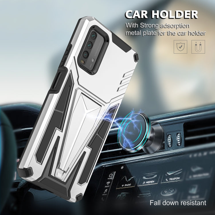 For Xiaomi Redmi Note 9 4G Super V Armor PC + TPU Shockproof Case with Invisible Holder