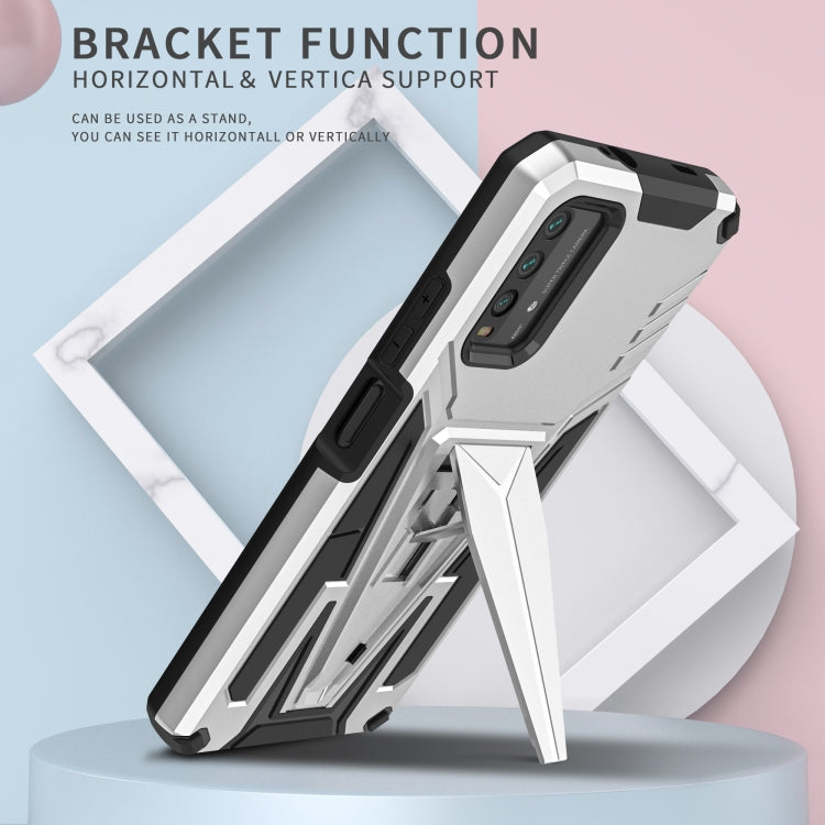 For Xiaomi Redmi Note 9 4G Super V Armor PC + TPU Shockproof Case with Invisible Holder