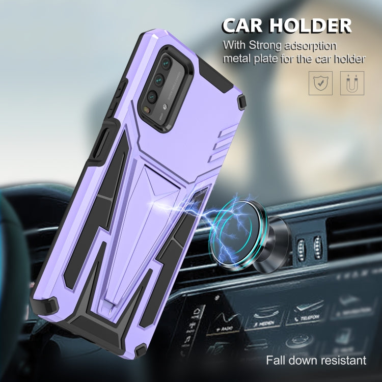 For Xiaomi Redmi Note 9 4G Super V Armor PC + TPU Shockproof Case with Invisible Holder