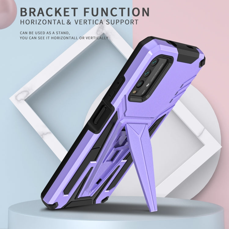 For Xiaomi Redmi Note 9 4G Super V Armor PC + TPU Shockproof Case with Invisible Holder