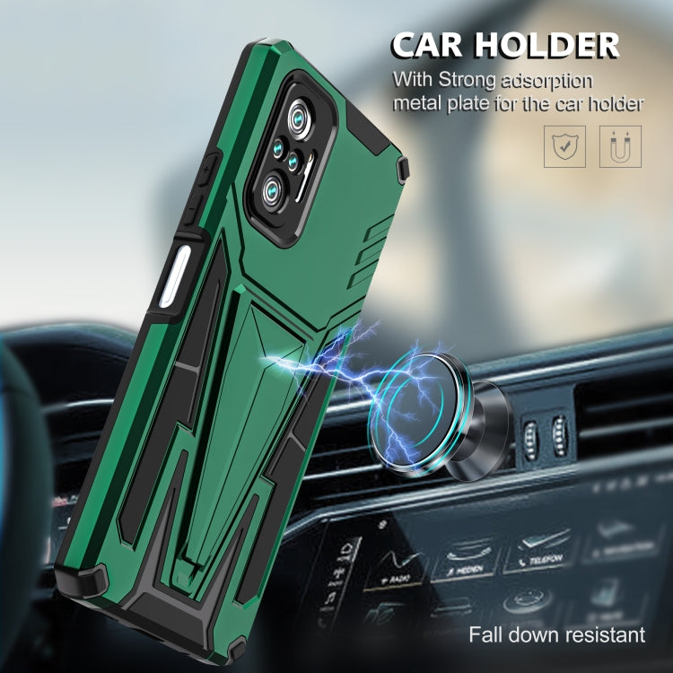 For Xiaomi Redmi Note 10 Pro Super V Armor PC + TPU Shockproof Case with Invisible Holder