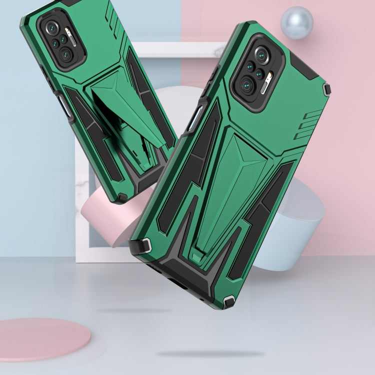 For Xiaomi Redmi Note 10 Pro Super V Armor PC + TPU Shockproof Case with Invisible Holder