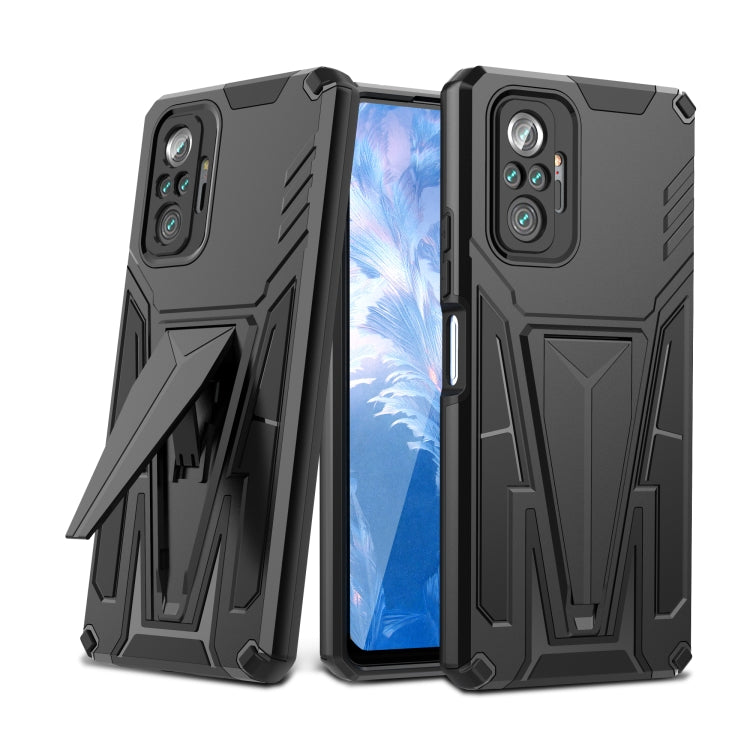 For Xiaomi Redmi Note 10 Pro Super V Armor PC + TPU Shockproof Case with Invisible Holder