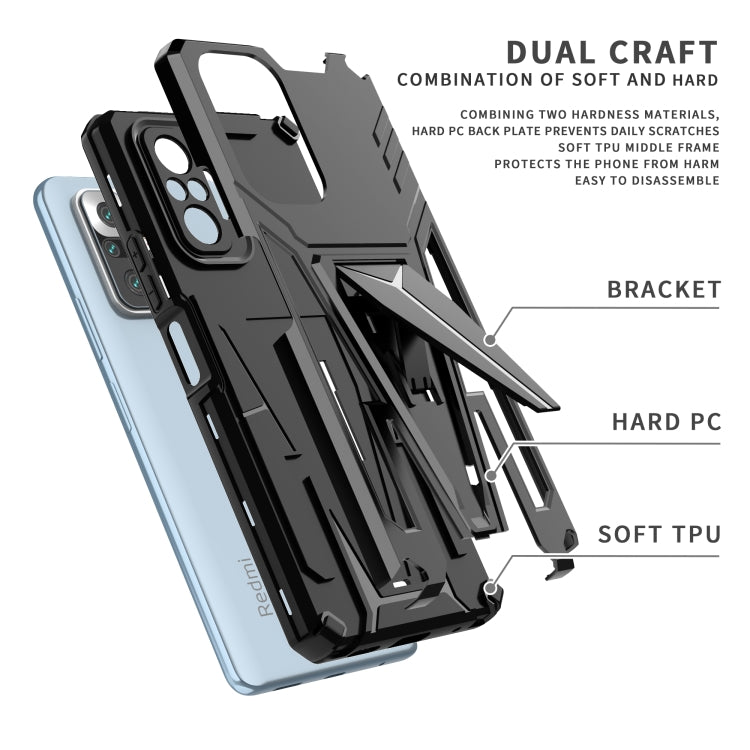 For Xiaomi Redmi Note 10 Pro Super V Armor PC + TPU Shockproof Case with Invisible Holder