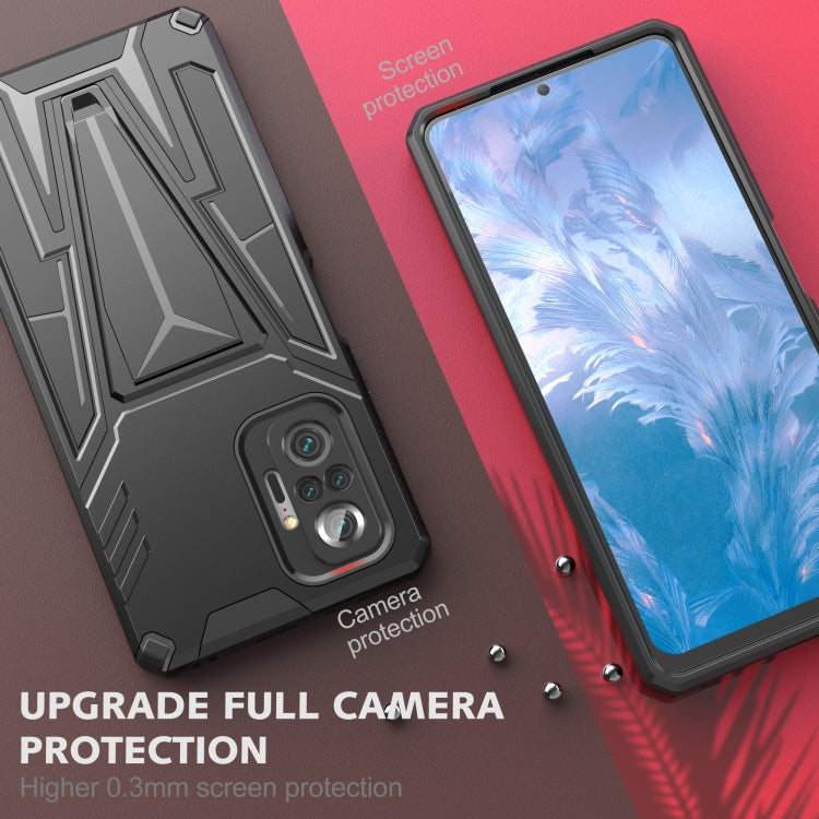 For Xiaomi Redmi Note 10 Pro Super V Armor PC + TPU Shockproof Case with Invisible Holder
