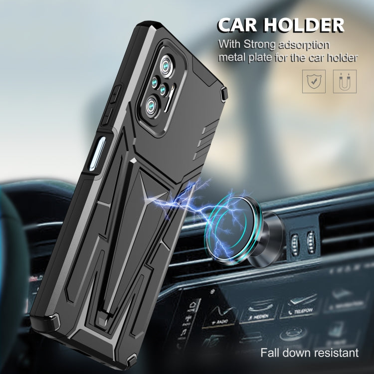 For Xiaomi Redmi Note 10 Pro Super V Armor PC + TPU Shockproof Case with Invisible Holder