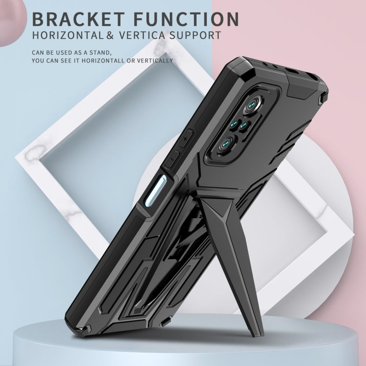 For Xiaomi Redmi Note 10 Pro Super V Armor PC + TPU Shockproof Case with Invisible Holder