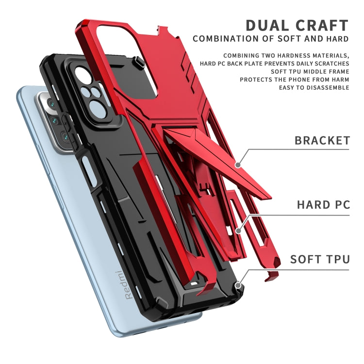 For Xiaomi Redmi Note 10 Pro Super V Armor PC + TPU Shockproof Case with Invisible Holder