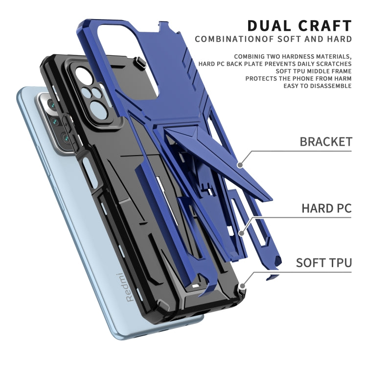 For Xiaomi Redmi Note 10 Pro Super V Armor PC + TPU Shockproof Case with Invisible Holder