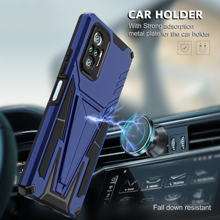 For Xiaomi Redmi Note 10 Pro Super V Armor PC + TPU Shockproof Case with Invisible Holder