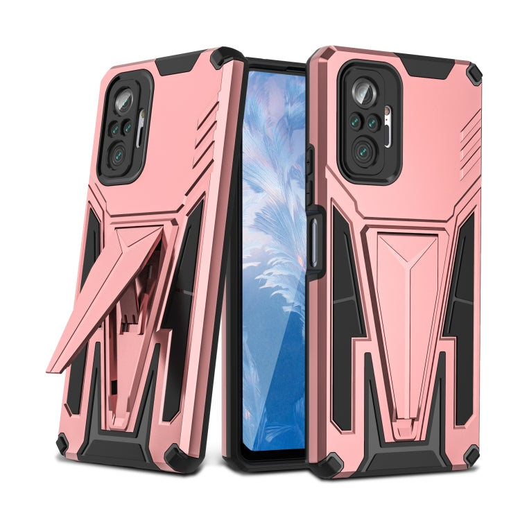 For Xiaomi Redmi Note 10 Pro Super V Armor PC + TPU Shockproof Case with Invisible Holder