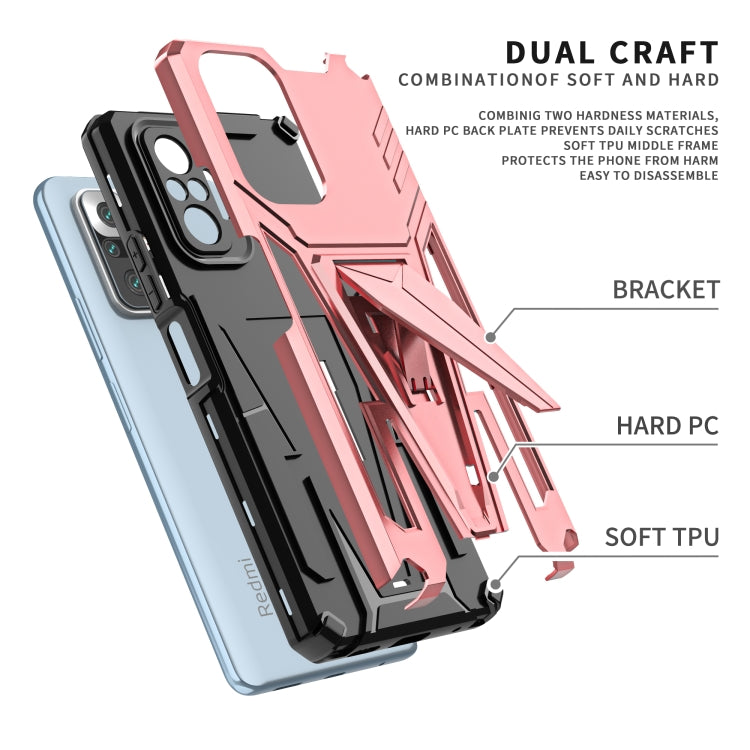 For Xiaomi Redmi Note 10 Pro Super V Armor PC + TPU Shockproof Case with Invisible Holder