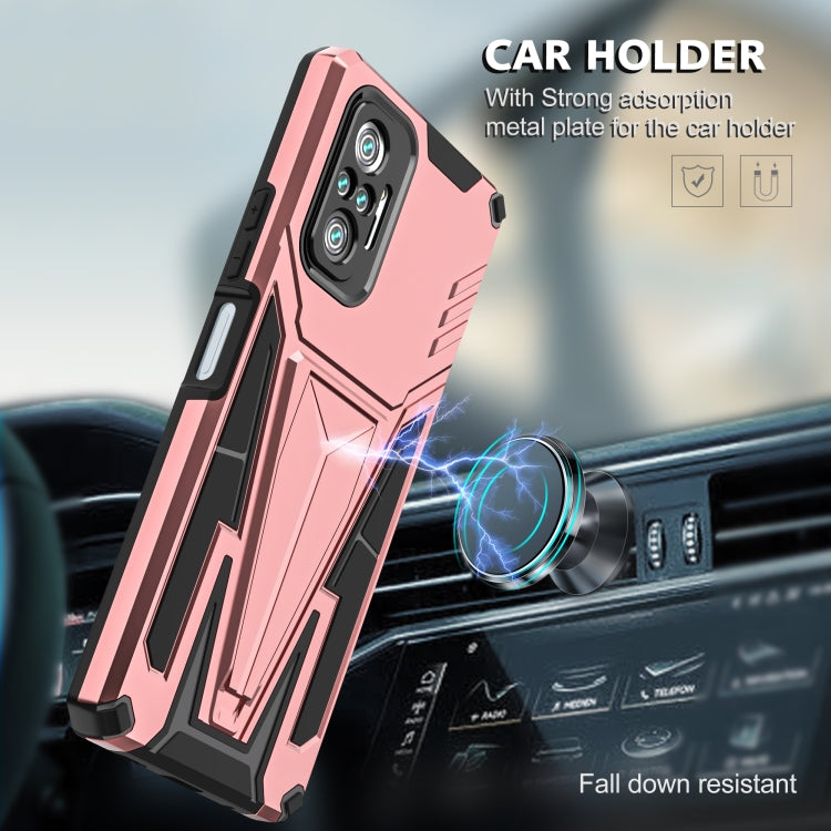 For Xiaomi Redmi Note 10 Pro Super V Armor PC + TPU Shockproof Case with Invisible Holder