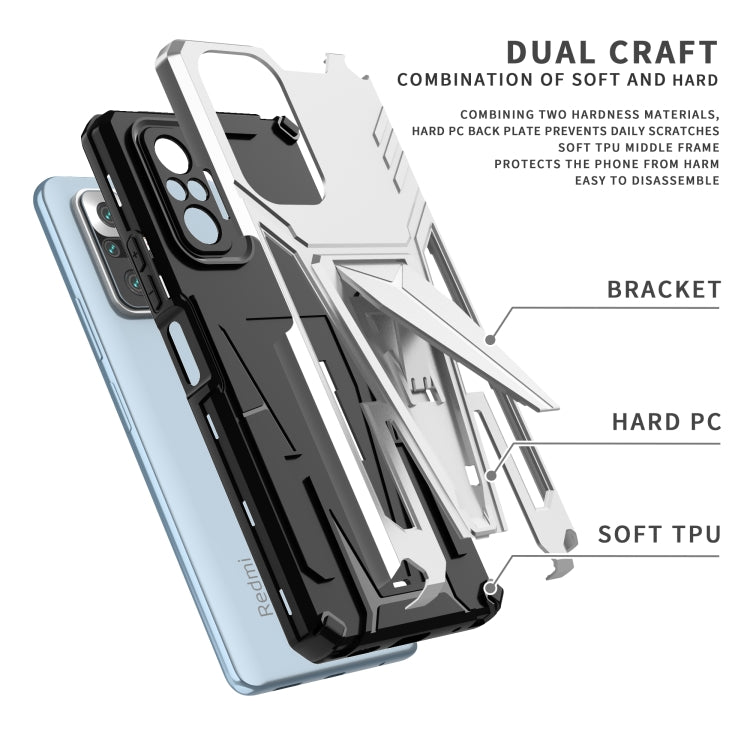 For Xiaomi Redmi Note 10 Pro Super V Armor PC + TPU Shockproof Case with Invisible Holder