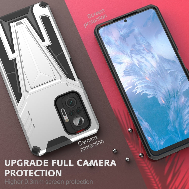 For Xiaomi Redmi Note 10 Pro Super V Armor PC + TPU Shockproof Case with Invisible Holder