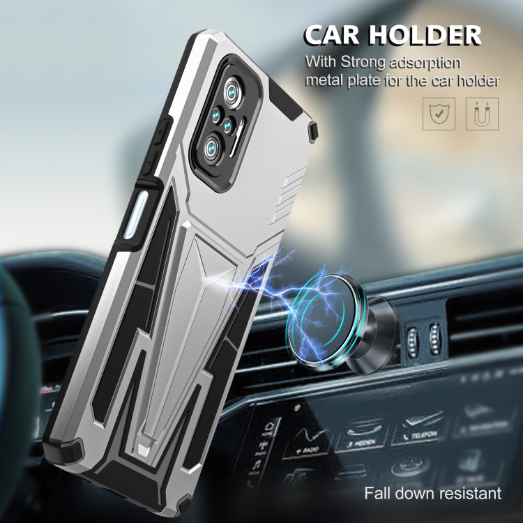 For Xiaomi Redmi Note 10 Pro Super V Armor PC + TPU Shockproof Case with Invisible Holder
