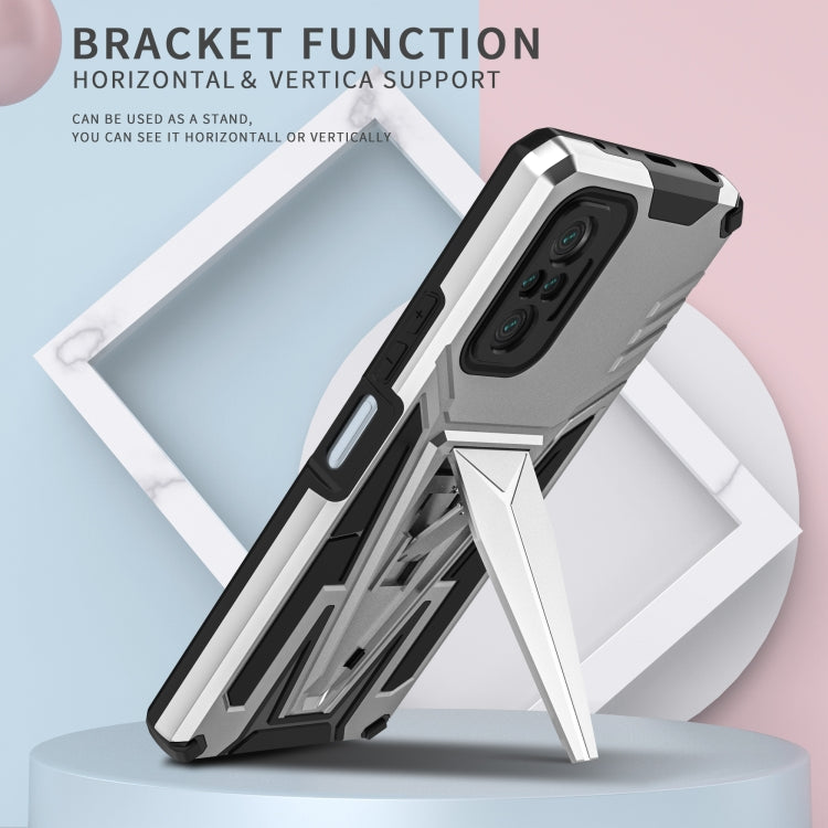 For Xiaomi Redmi Note 10 Pro Super V Armor PC + TPU Shockproof Case with Invisible Holder