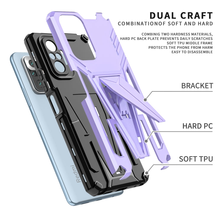 For Xiaomi Redmi Note 10 Pro Super V Armor PC + TPU Shockproof Case with Invisible Holder