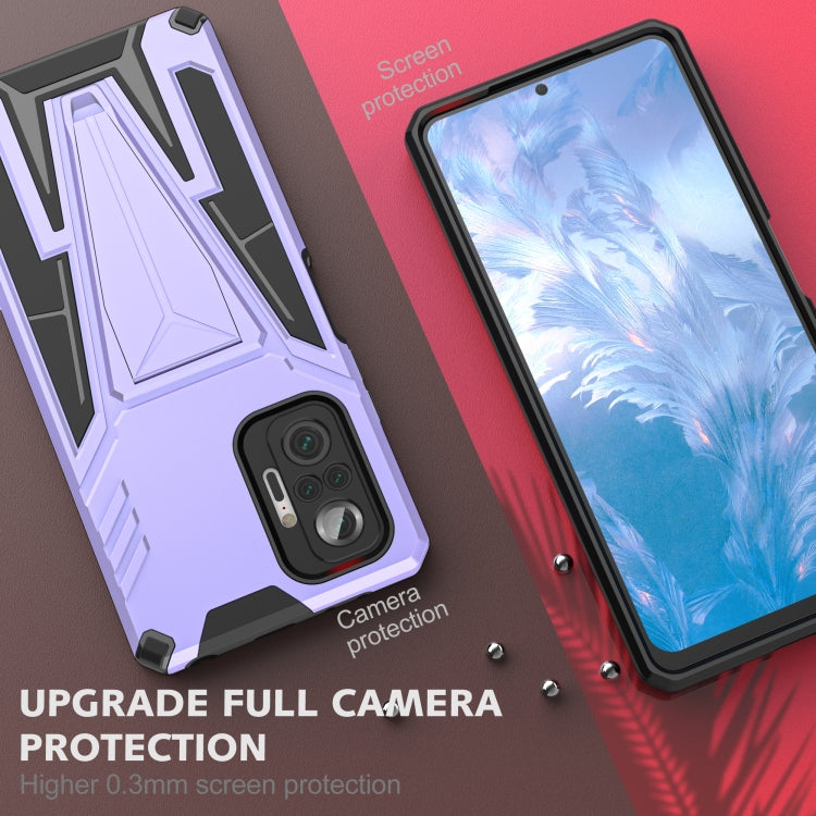 For Xiaomi Redmi Note 10 Pro Super V Armor PC + TPU Shockproof Case with Invisible Holder